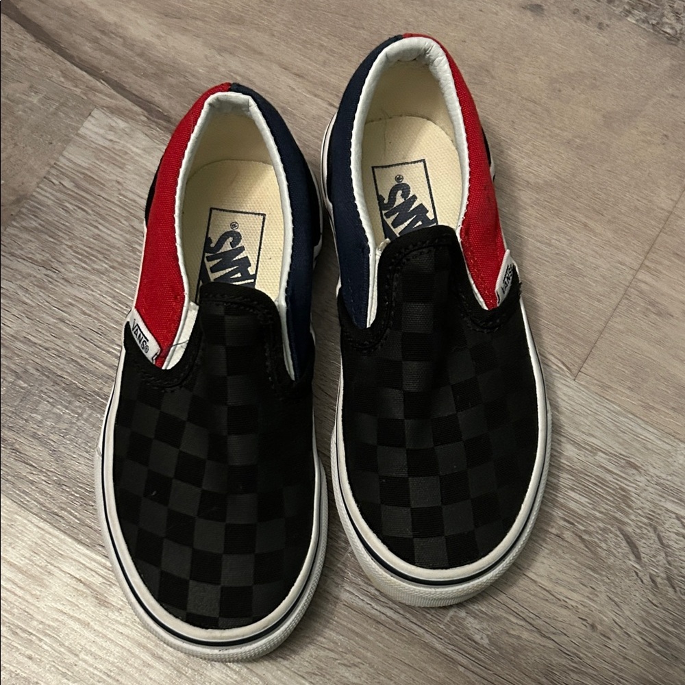 Vans Kids Black and Red Checkerboard Sneakers